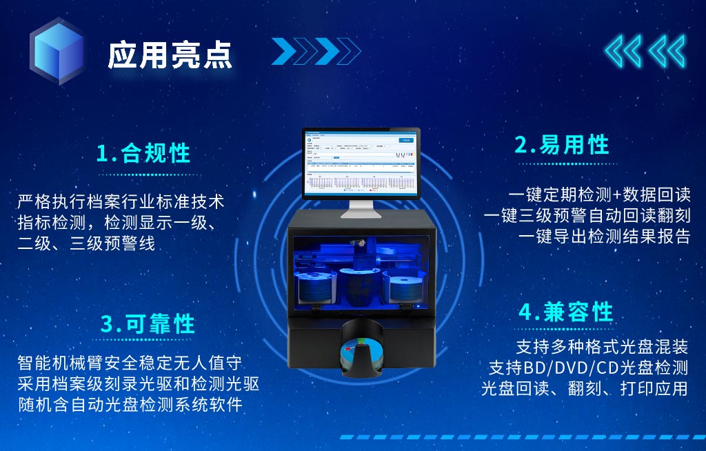 派美雅全自动档案蓝光光盘检测刻录一体机应用亮点 派美雅全自动档案蓝光光盘检测刻录一体机应用亮点